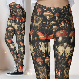 Gotisk Svamp Specimen Mörk Akademia Röd Moth Leggings