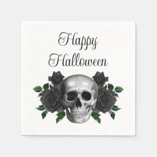 Gotisk svart blomster skalle Halloween Pappersservett