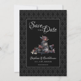 Gotisk svart damast fotografera spara datumet