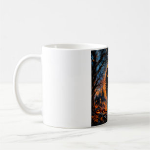 Gotisk svart katt fullmåne Halloween-mugg 🎃 Kusli Kaffemugg