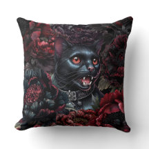 Gotisk svart katt & mörka blommor