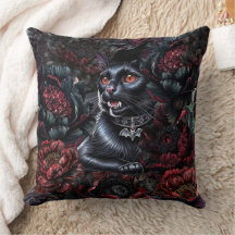 Gotisk svart katt & mörka blommor