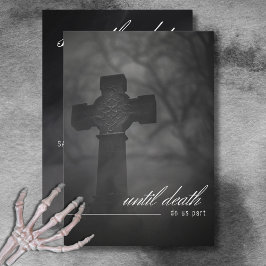 gotisk svart och vit kyrkogård tills Bröllop dör Spara Datumet