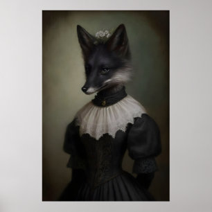 Gotisk svart räv konsttryck viktoriansk mörk akade poster
