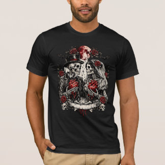 Gotisk T-Shirt för Alla Hjärtans Dag med Skelettpa