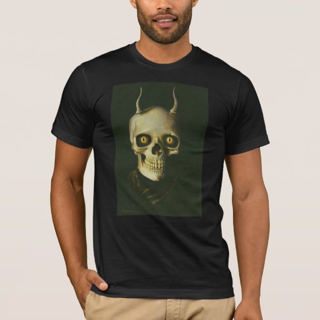 Gotisk T-shirt för män med dödskalle av djävulen (Framsida)
