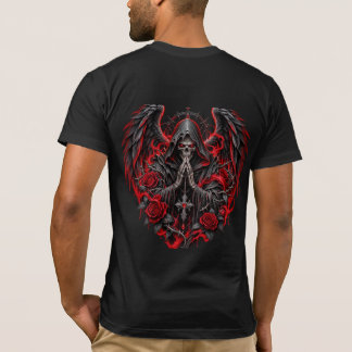 Gotisk T-Shirt med Dödskalle och Korsade Vingar |