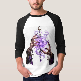 Gotisk T-Shirt med Häxhänder och Lila Magi