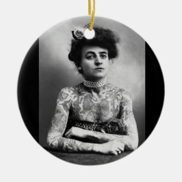 Gotisk tatuerad dam och stam- hjärtaprydnad julgransprydnad keramik