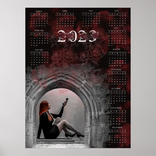 Gotisk tjej- 2023 kalender  poster (Framsidan)