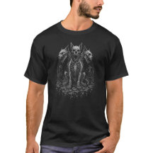 Gotisk trehövdad skelett hund mörk fantasy