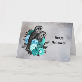 Gotisk turkos blomsterugglor Halloween Kort