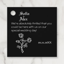 gotisk typografi svart ro bröllop gåvor etiketter