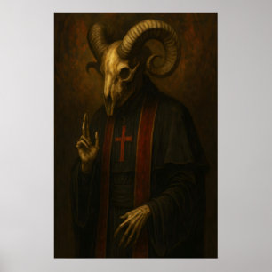 Gotisk Vädur Skalle Präst Konsttryck Ockult Mörk Poster