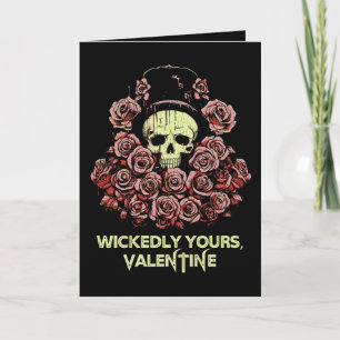Gotisk valentinaskalle med rosor kort