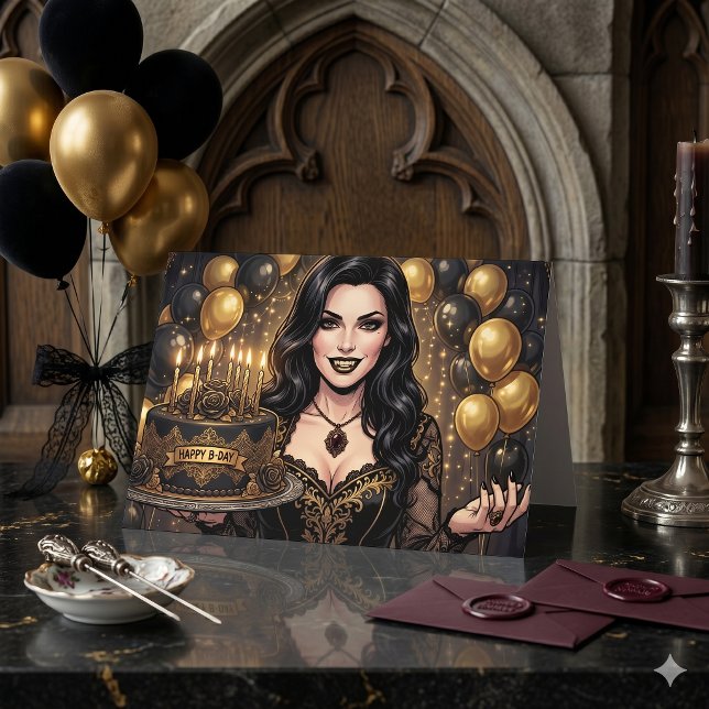 Gotisk vampärfödelsedag |  Elegant mörk fantasy Kort (Skapare uppladdad)
