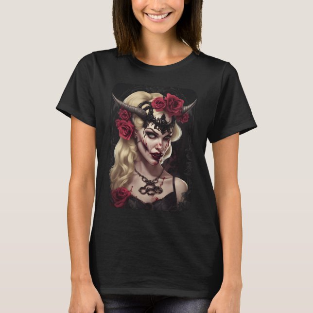 Gotisk vampyr-drottning T-shirt | Mörk fantasy-beh (Framsida)