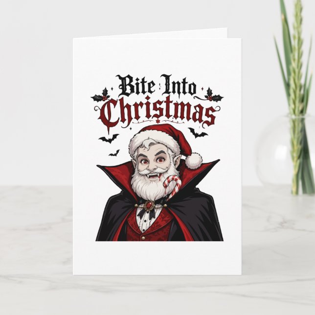 Gotisk Vampyr Tomte Juldesign Kort (Framsida)