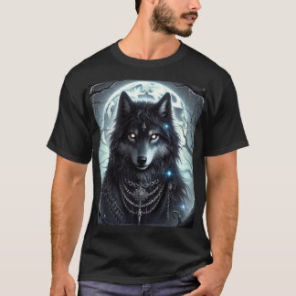 gotisk Varg | Full Moon | Mörk Fantasy T Shirt
