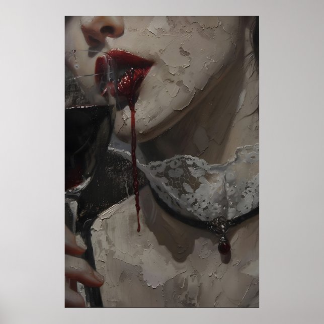 Gotisk viktoriansk kvinna vampyr konst utskrivbar  poster (Framsidan)