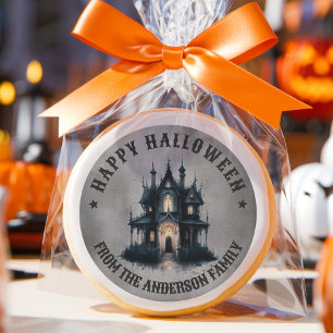 Gotisk viktoriansk spökhus Glad Halloween Runt Klistermärke