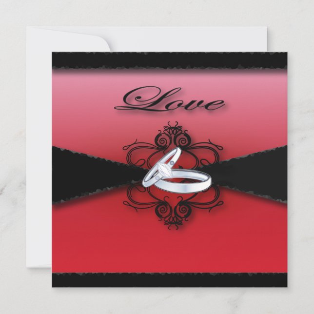 gotisk viktoriansk steampunk röd och svart bröllop inbjudningar (Framsida)