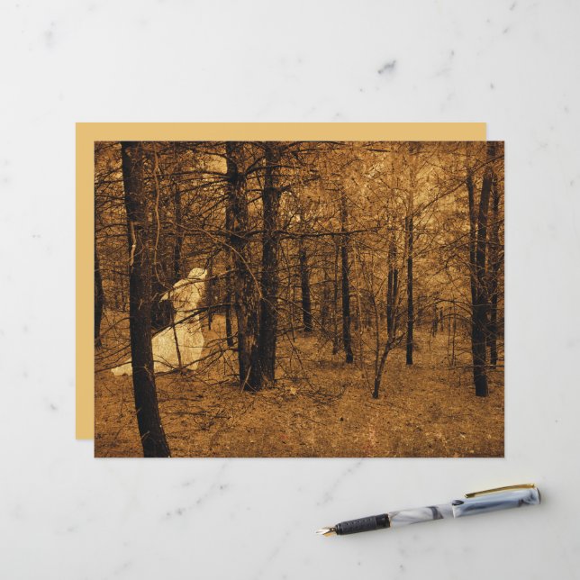 Gotisk Vintage Ängel Brun Skogsträd  (Fram/Back In Situ)