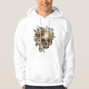 gotisk vintage blomskalle och fjärilar hoodie
