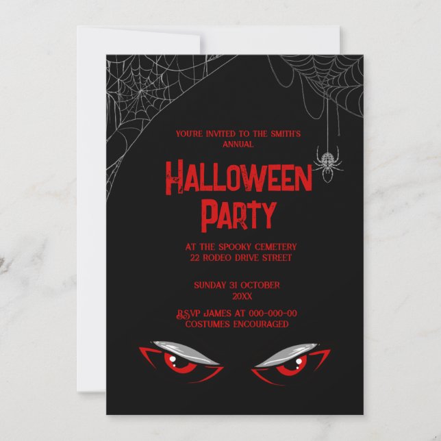 gotisk vintage-pooky halloween inbjudningar (Framsida)