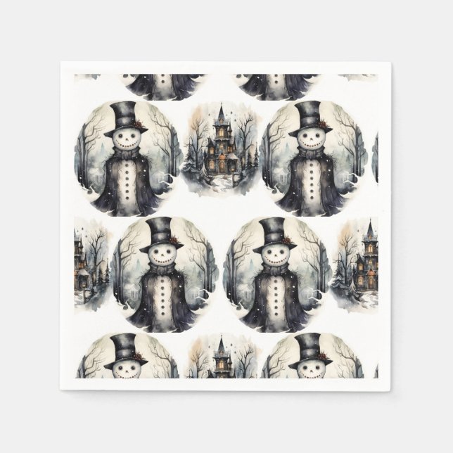 gotisk vinter snögubbe pappersservett (Framsidan)