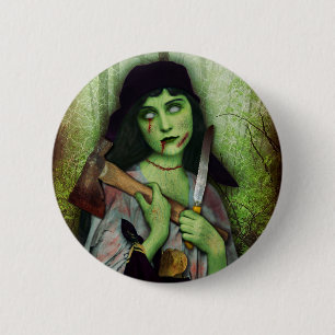 Gotisk ZombieflickaHalloween fasa Knapp