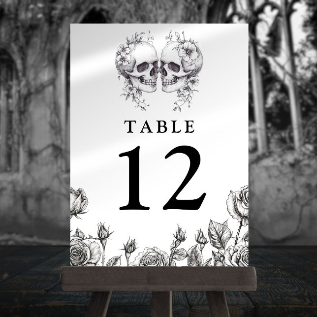 Gotiska blomster skallar bordsnummer (Gothic Floral Skulls Table Numbers)