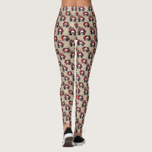 Gotiska blomster skalle blommor leggings