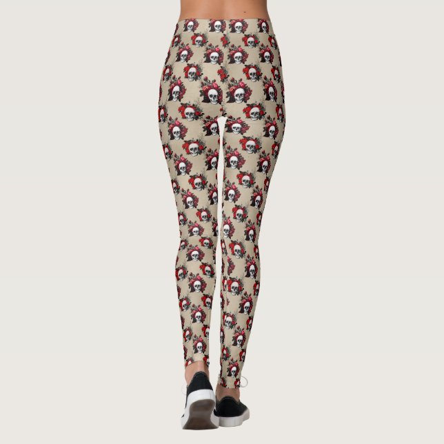 Gotiska blomster skalle blommor leggings (Baksida)