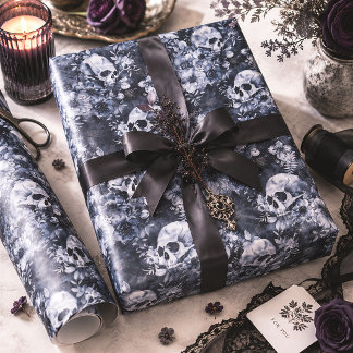 Gotiska botaniska dödskallar Halloween Presentpapper