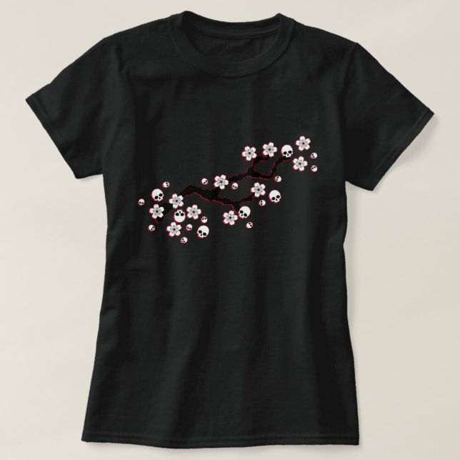 Gotiska Cherry-Blommar T Shirt (Design framsida)