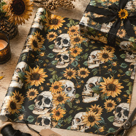 Gotiska Dödskallar & Solrosor Sommar Goth Presentpapper