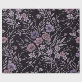 Gotiska dödskalleblommor svart och lila botanik presentpapper