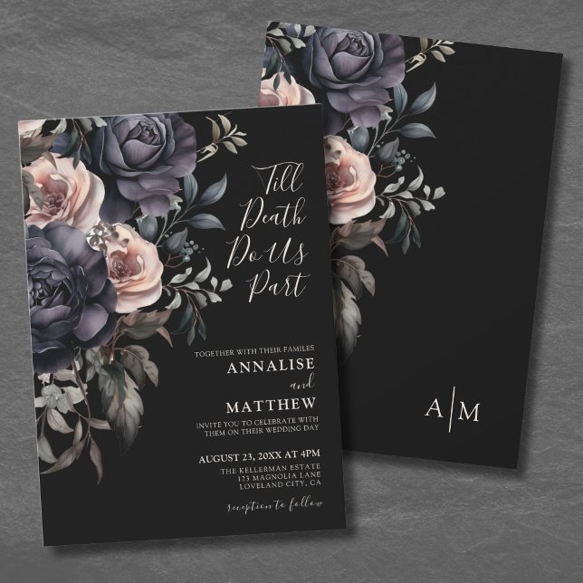Gotiska Eleganta Rosor Blommig Bröllop Inbjudningar (Gothic Elegant Roses Floral Wedding Invitation )