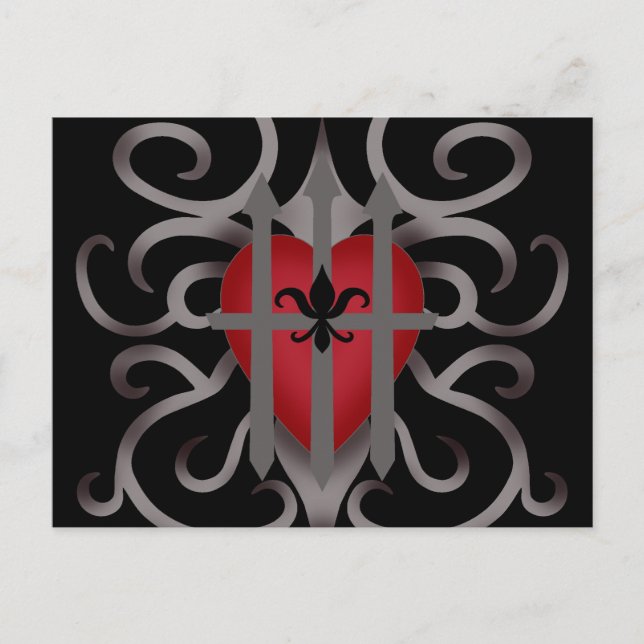 Gotiska fängslade hjärtavalentin dag helg vykort (Framsida)