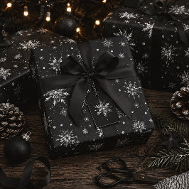 Gotiska jul snöflingor svarta presentpapper