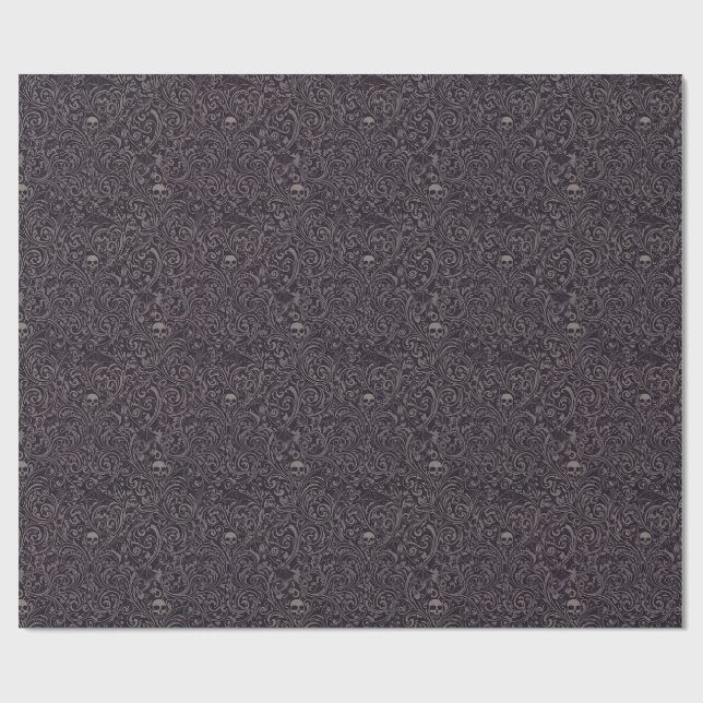 Gotiska kranier Barock filigran Damaskusmönster Presentpapper (Platt)