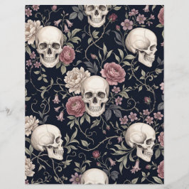 Gotiska kranier & vintage rosor Scrapbookpapper