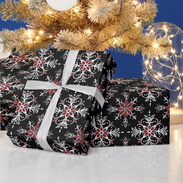 Gotiska kusliga julsnöflingor presentpapper (Helgdagar)