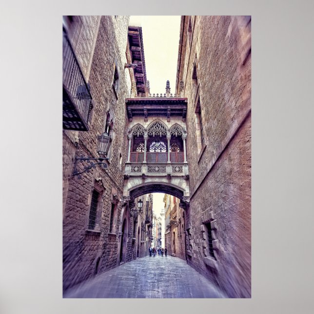 Gotiska kvarteret i Barcelona, Spanien Poster (Framsidan)