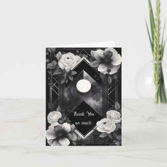Gotiska månljusta blommor tack kort (Framsida)