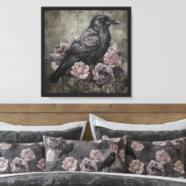 Gotiska Raven Mörk Akademia Rosor Canvastryck