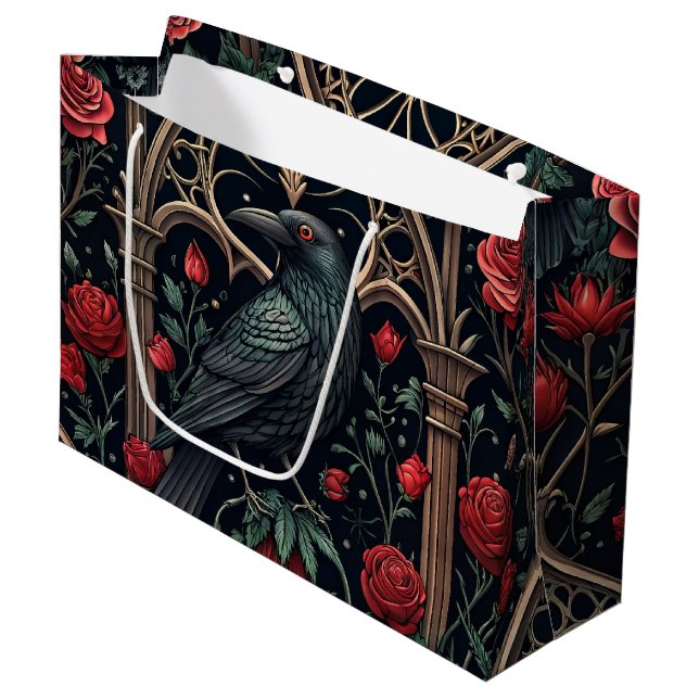 Gotiska Raven Roses Ornamentala Mönster (Framsidan Vinklad)