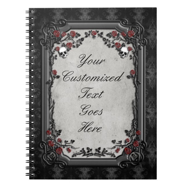 Gotiska ro & döskallar anteckningsbok med spiral (Framsidan)