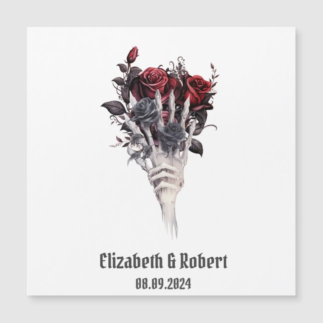 Gotiska röda rosor skelettbröllop  (Framsida)